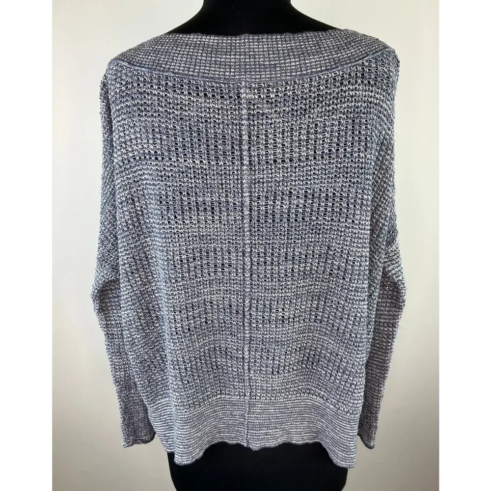 Free People Blue Chunky Knit Long Sleeve Dolman Hi-Low Relaxed Sweater S Small